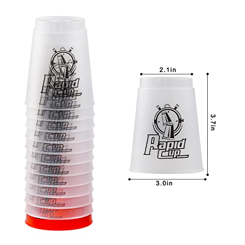 Dewel Stacking Cup Game With 15 Stack Ways, 12Pcs Cup Stacking Set, Sport Stacking Cups Bpa-Free Material, Classic Family Game, Great Gift Idea For Stack Games Lover. (11 White&1 Red) #TOP4