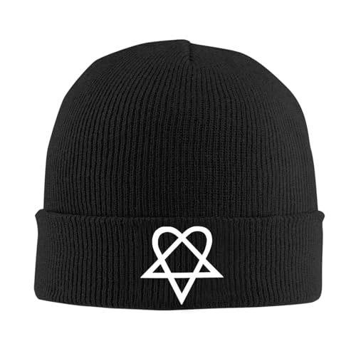 ADTEMP Heartagram Outdoor Unisex Beanie Warm Thick Knitted Hat Soft Elastic Skull Hat Black