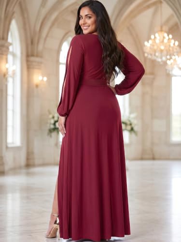 Image of KOH KOH Womens Long Sleeve Sexy Slit Photoshoot Evening Fall Maxi Dress