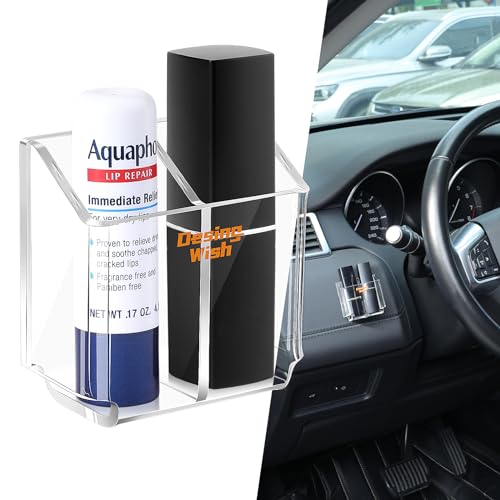 Design Wish Acrylic Chapstick Holder for Car & Home Storage - Upright Lip Balm Holder for Lipstick Lip Gloss & Toothbrush (Set of 2)