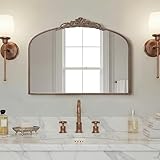 Micasso Bronze Vintage Wall Mirror: 24'x 32' French Baroque Antique Arched Wall Mounted Mirror - Traditional Ornate Decorative Entryway Mirror for Home Decor/Entryway/Fireplace/Living Room/Hallway