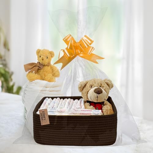 Image of COMFY-HOMI 13 inch x 8.5 inch x 5.1 inch Storage Baskets for Organizing | Cotton Rope Woven Basket | Toy Storage Bin Box | Basket for Shelves, Closet Organizer Bin, Decorative Closet Shelf, 3 Pack