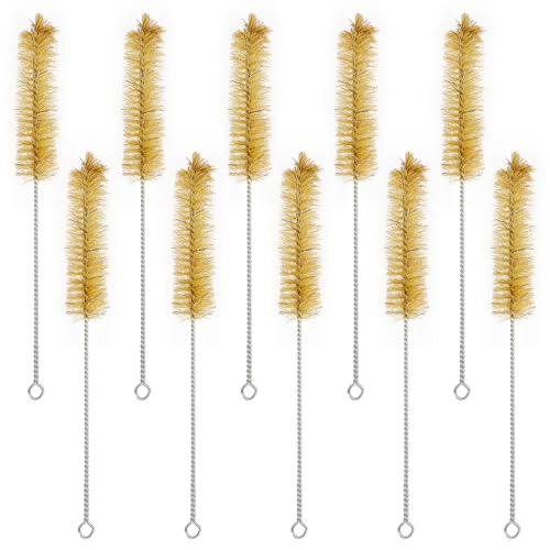 Labasics Test Tube Brushes, 10 Pack Bristle Test Tube Bottle Wash Cleaning Brushes with Radial Tufted End Suitable for Laboratory Use, Size S