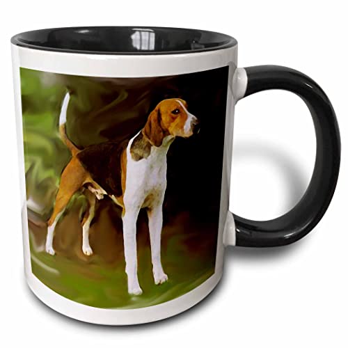 3dRose Dogs American Foxhound - American Foxhound 11oz Two-Tone Black Mug
