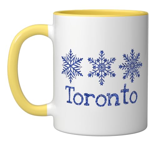 Toronto Canada Snowflakes Ceramic Mug Yellow/White
