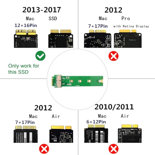 Image of Cablecc 12+16Pin SSD to NVME M.2 NGFF M-Key for 2013 2014 2015 2016 2017 MAC Air Pro SSD