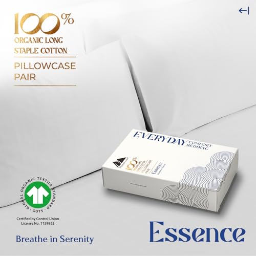 Image of Mayfair Linen 100% Organic Cotton Percale Pillow Cases Queen /Standard Size Set of 2 - Percale Pillowcovers Standard /Queen (Light Grey), Soft Cooling Pillow Case for Sleeping, Cotton Pillowcases
