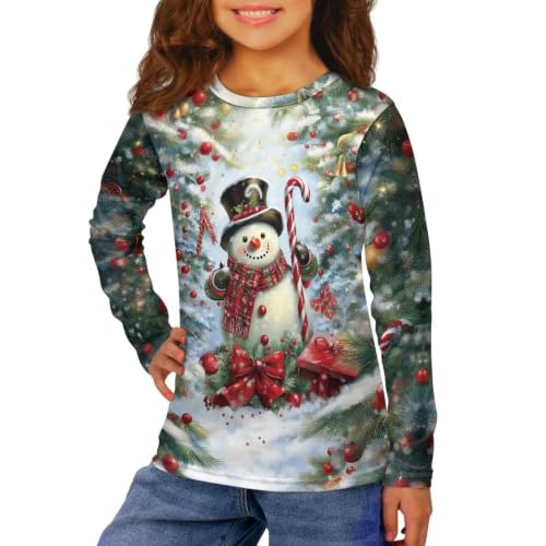 Image of Girls Long Sleeve Shirts Casual Crewneck Soft T-shirts for Girls 3-16 Years Old