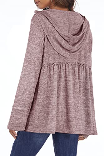 DEESHA Plus Size Zip Up Hoodie for Curvy Women Spring Ruffle Hooded Sweatshirts Jacket Cardigans Lightweight4