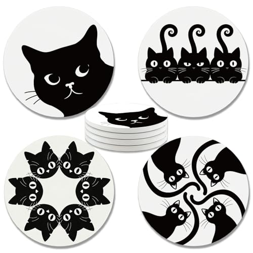 zcyhtqp, Funny Absorbent Round Ceramic Stone Coasters Set of 4 with Cork Base, Blue White Chinoiserie Coasters, Funny Coaster for Drinks, Gifts for Home, Bar, Office Table Decor