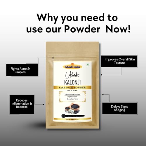 Image of Khadi Kalonji Face Pack Powder 100g | For Acne, Pimples & Evens Skin Tone | Glowing & Brightening | Pure, Natural & Ayurvedic | Removes Durt & Impurities | Face Pack for Men & Women