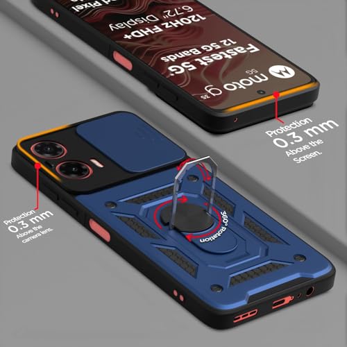 Image of AIBEX Back Cover for Motorola G35 5G | D10 Tough Armor Case | Sliding Camera Shield | 360 Protection | Kickstand Ring Holder | Military-Grade Shockproof Bumper Case