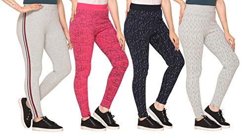 Image of SHAUN Women Free Size (Waist Size-26-34 inch) Stretchable Jegging (Length 37-39 inch Pack of 4)