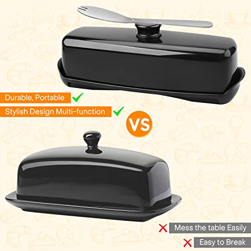 Butter Dish, 2 Pack Butter Dish With Lid For Countertop, Magnetic Butter Keeper Holder Container, Easy Spread, No Mess Lid And Knife, Dishwasher Safe, Plastic #TOP4