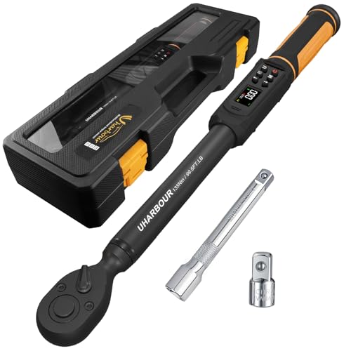 Digital Torque Wrench 3/8 Drive, 1.5-99.5 ft-lbs./6.8-135Nm Range, Electric Torque Wrench with Dual Direction Ratchet, ±1% Accuracy with Vibration, Buzzer and LED Alert