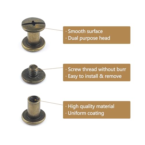 JJWNMLL 85 Sets Chicago Screw Posts M5*8mm, Rivet Chicago Binding Screws, Metal Rivet Replacement Repair for Bags Collar - Image 3