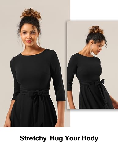 DRESSTELLS Cocktail Dresses for Women, Vintage Wedding Guest 3/4 Sleeves Formal Church Dress, Fall 20254