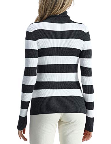 Image of Rocorose Women's Ribbed Turtleneck Sweater Long Sleeve Knitted Solid Pullover
