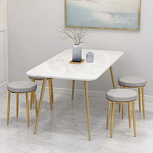 Taburete de comedor bajo acolchado suave con estructura metálica decorativa 6