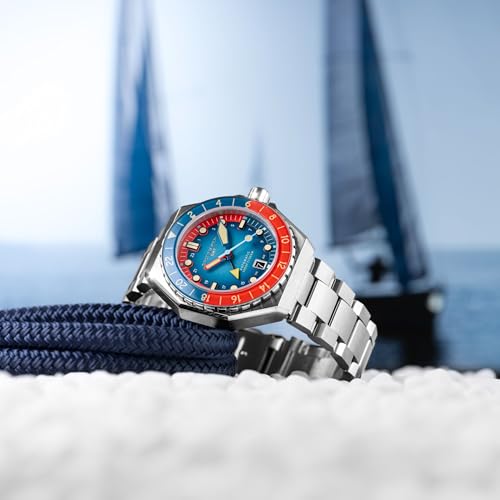 Image of Spinnaker Dumas Men's Automatic GMT Dive Watch - Seiko NH34 Movement, 44mm Stainless Steel Case, Water Resistant 300m, Stainless Steel Bracelet, SP-5119