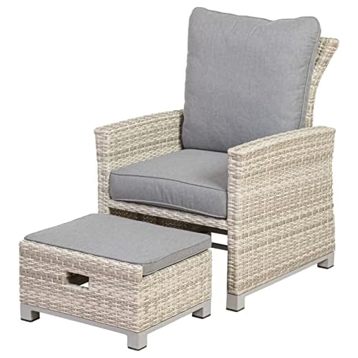 Primaster Dining Lounge Sessel Tulum Gartensessel Alu mit Fußhocker