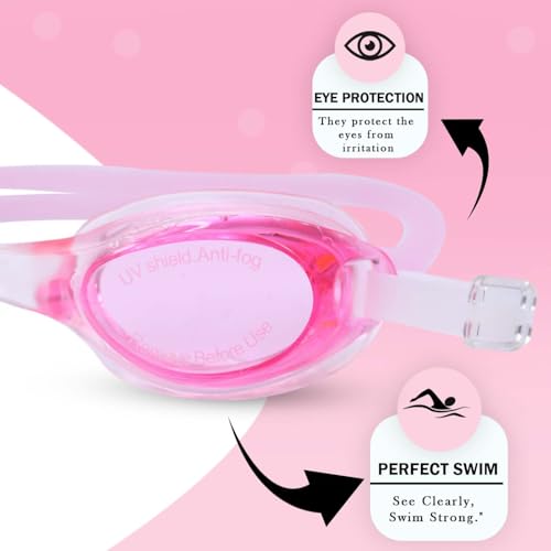 Image of GLAN Swimming Cap and Goggles Set for Men and Women Silicone and Anti-Fog Swim Accessories for Kids and Adults (Swimming Cap with Goggle Pink)