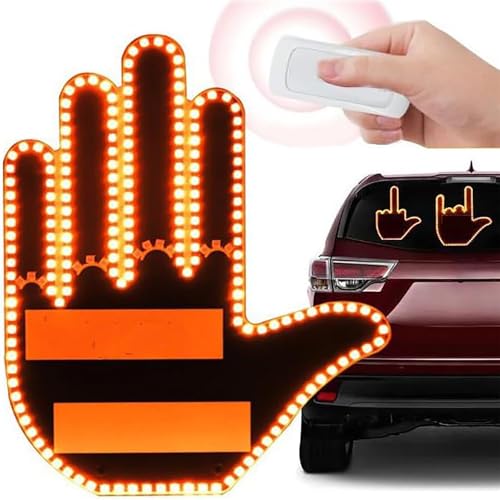 NKJNKFS LED Middle Finger Light with Remote, Hand Gesture Light for Car, Glo Gesture LED Hand Sign, Light up Middle Finger for Window Accessories