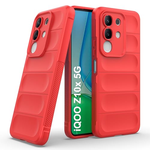 amazon basics Back Case Cover for iQOO Z10x 5G | Compatible for iQOO Z10x 5G Back Cover | Liquid Silicon Magic Case with Camera Protection | Red