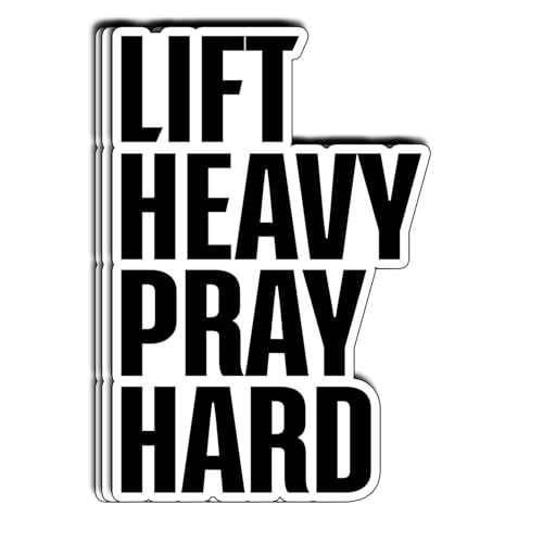 (3Pcs) Lift Heavy Pray Hard Sticker Christian Fitness Gym Faith Workout Aesthetic Waterproof Stickers for Water Bottle Laptop Tumbler Bible Journal Gym Bag Gifts for Men Women Size 2" x 3"