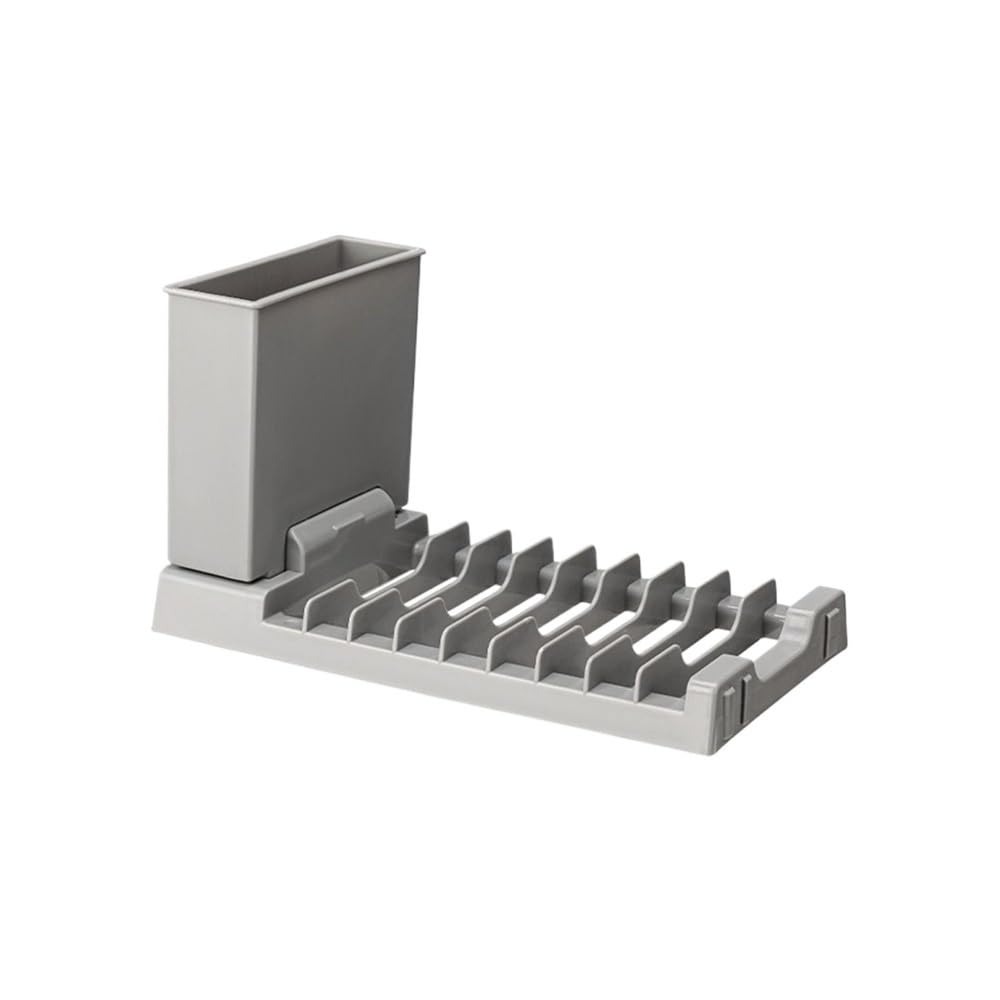 Jobaojiang Plastic Foldable Dish Drying Rack 2 IN 1 Space-Saving Utensils Drainer Racks Large Capacity Dish Drainer Bowl And Chopstick(Grey)
