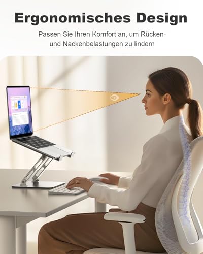 Babacom Laptop Ständer Kühlpads Höhenverstellbar & Belüftet mit Doppelstangen-Unterstützung, Laptoptisch Ergonomisch, Faltbar & Tragbarer Notebook Ständer kompatibel mit MacBook Air/Pro (10-16 Zoll)