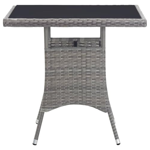 Mesa de jardín elegante en polirratán gris resistente a rayos UV 4