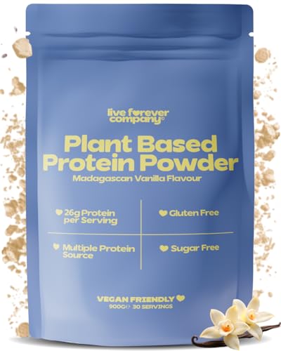 Vegan Protein Powder - 30 Servings - High Protein (26G) Low Calorie (110Kcal) - Pea, Rice & Soy Plant Based Protein Powder Vegan Blend - Dairy Free, Gluten Free, Sugar Free - Vanilla, 900G