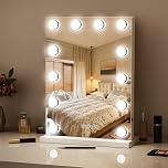 umvo Hollywood Vanity Mirror with LED Lights – Tabletop or Wall Mounted Makeup Mirror, Touch Control, 3 Color Modes, Dimmable with Smart Memory for Bathroom, Bedroom Gift(30x48cm)