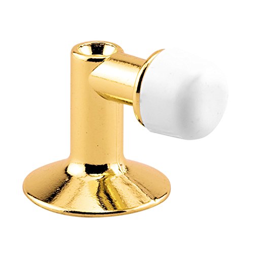 Prime-Line Products MP9023 Door Stop, 1-3/16 in. Reach, Diecast Construction, Brass Plated Finish, Mounts on Floor, 90 Degree, Pack of 5