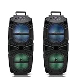 Technical Pro Set of 2, 400-Watt Each Portable Rechargeable Bluetooth Speaker with TWS Dual 8