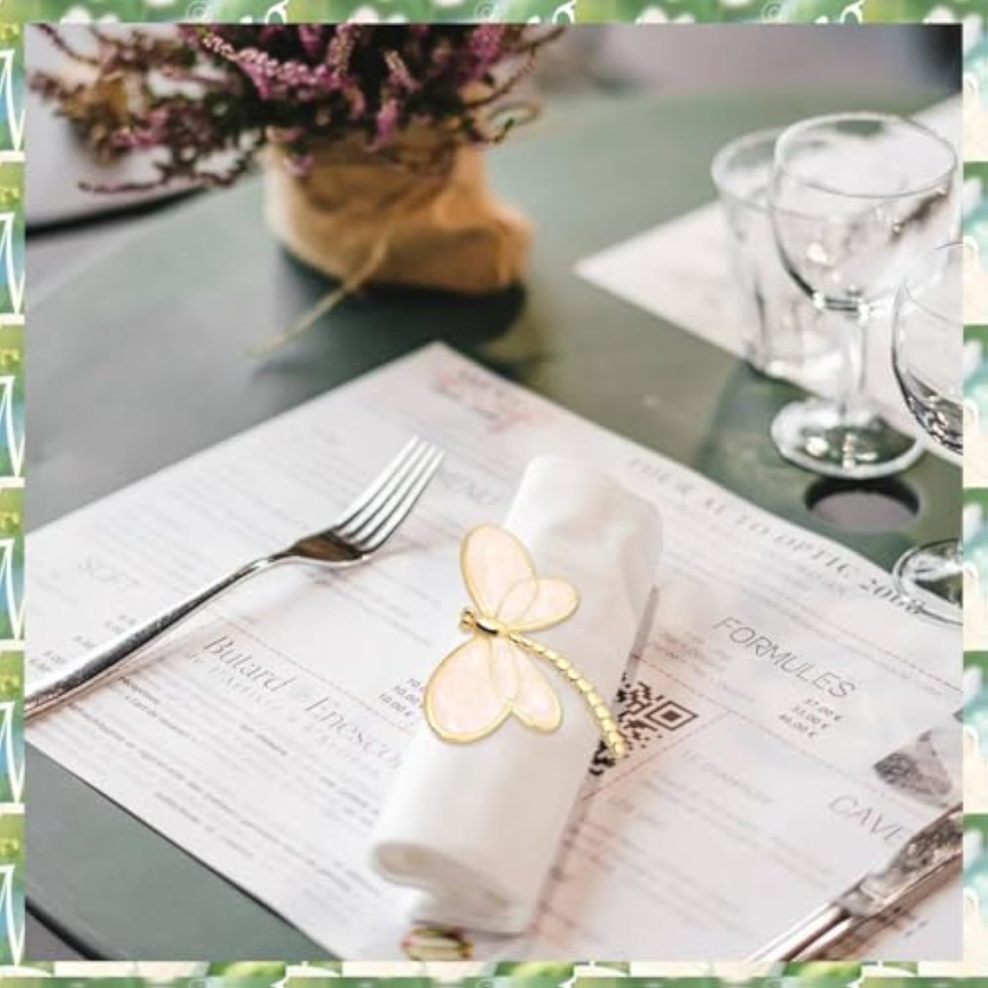 Elegant Gold Dragonfly Napkin Rings - 4 Piece Set