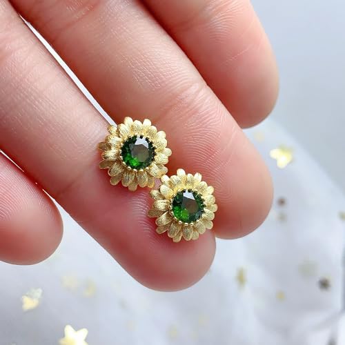 Boucles d'oreilles vert chrome diopside en argent sterling 925
