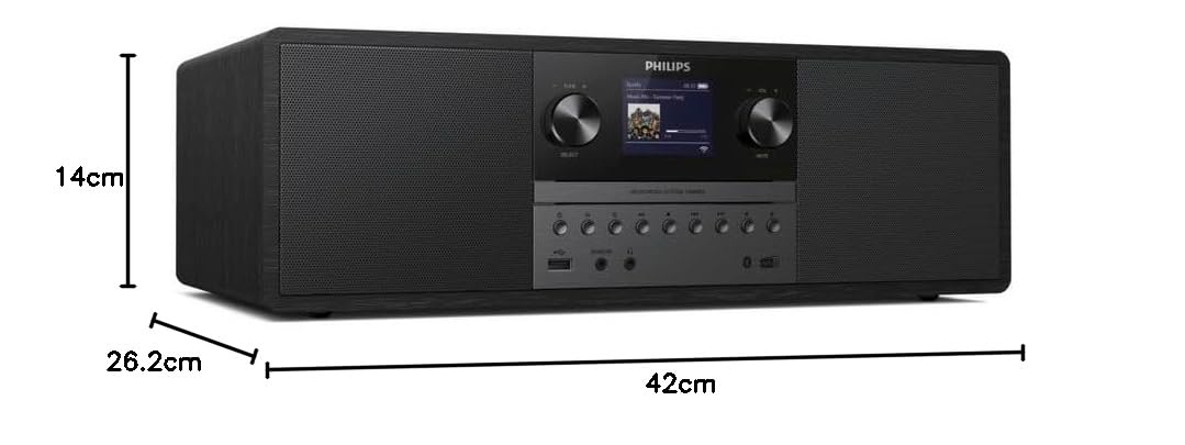Philips Micro Système Musical TAM6805, 50W Tout-en-Un avec Radio Internet, Bluetooth, Spotify Connect, USB, Lecteur CD, Dab+, FM, Haut-parleurs Bass Reflex – Système Audio Compact pour Maison et Bure