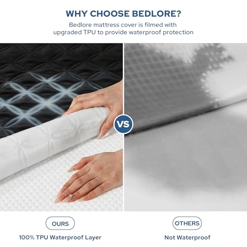 Image of BEDLORE 2 Pack Waterproof Mattress Protector,Full Size Pad Noiseless with Deep Pocket Fitted for 6 inch-15 inch,Soft Breathable Dirt-Proof Single Bed Mattress Cover Washable for Bedroom,Dorm Room(Black)