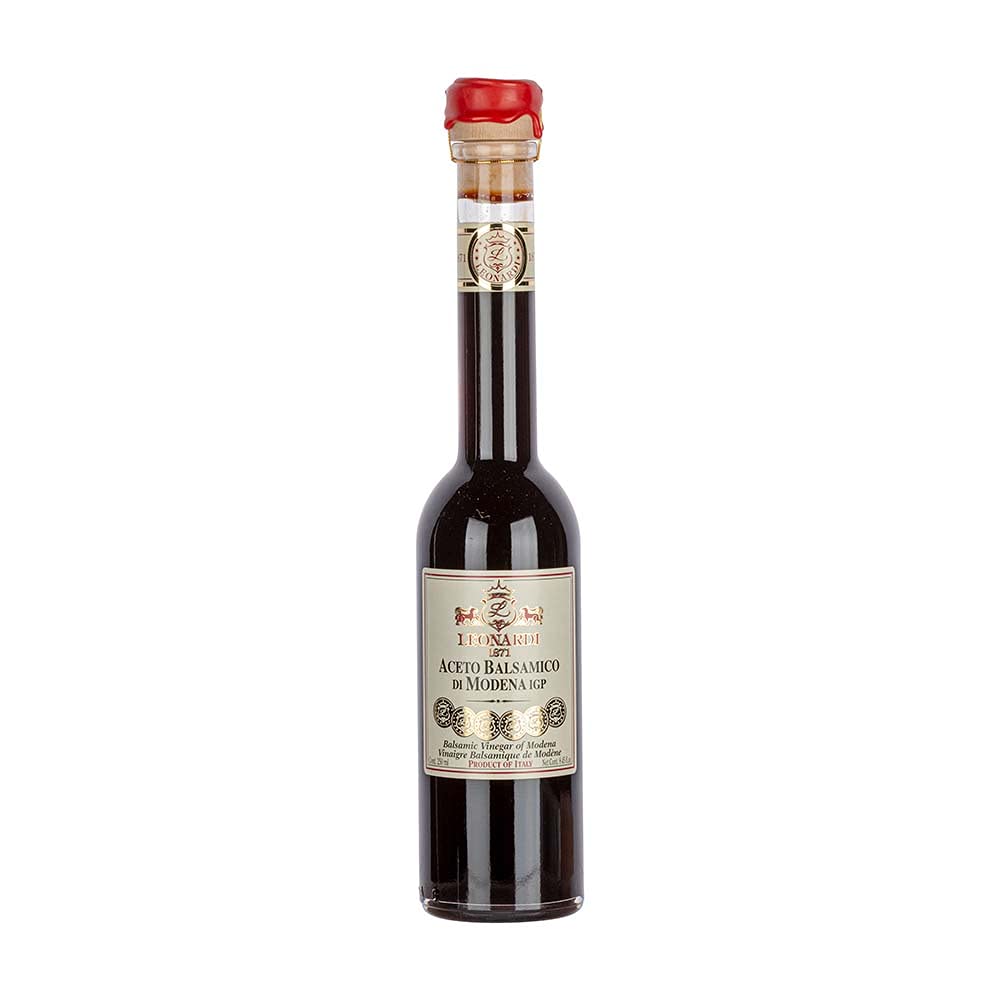 Leonardi Balsamico Essig - mit natürlichen Zutaten - typisch italienischer Balsamico - 250ml - 6 Goldmedaillen - Modena Region Emilia-Romagna - gereift in Holzfässern - 12 Jahre - Gourmet Essig