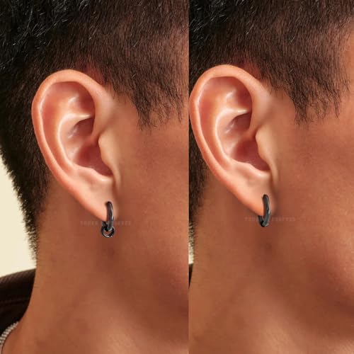 Image of Young & Forever Gift Stainless Steel Hoop Stud Earrings for Men and Boys