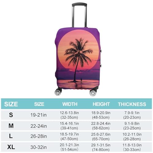 Palm Tree Purple Sunset Elastic Luggage Cover Suitcase Protector for 19-32 Inch Suitcases | Universal Stretchable Travel Bag Cover | Anti-Scratch, Washable with Zipper Closure XL2