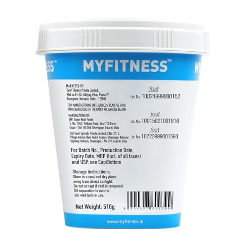 MYFITNESS Original Classic Peanut Butter Crunchy 510g | 25g Protein to Boost Energy | Tasty & Healthy Nut Butter Spread | Vegan | Cholesterol Free, Gluten Free | Zero Trans Fat | Peanut Butter Crunchy