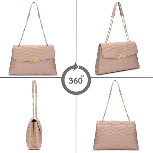 Image of Lavie Luxe Women's Monogram Wella 3-Compartment Satchel Handbag | Satchel Bag for Work | Ladies purse | Stylish Shoulder Bag | Gift For Women