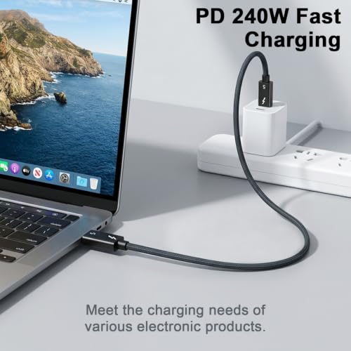 Image of Verilux PD 240W Short Type C Cable Fast Charging 0.5M, 80Gbps High Speed C Type Charger Cable Support 16K /8K HD Video Output for iPhone 17 /16 /15, Galaxy S26 /S25 /S24 /S23, Thunderbolt 5 /4, MacBook