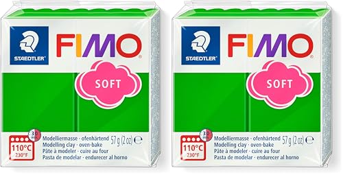 STAEDTLER 8020-53 - Fimo Soft Normalblock, Modelliermasse, 57 g, tropischgrün, 1 Packung (Packung mit 2)