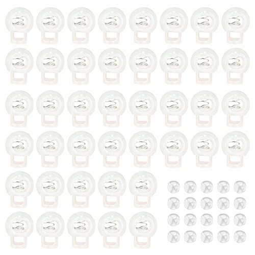 Woohome 50 PCS Arret de Cordon Boutons Cordon et 20 PCS Perles Rondes Elastique Rond Serrures à Cordon Trous Extrémités Verrouillage du Cordon en Plastique pour Sac à Dos Fournitures Dartisanat Cover