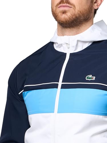Lacoste Men's Sport Diamond Taffeta Sport Tracksuit, Navy Blue/White/Argentine Blue, Medium3