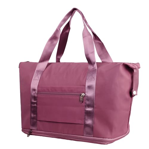 Overnight Weekend Boarding Bag with Back Pocket for storing small ID Carry On Bags with Trolley Sleeve for Airplanes Deep Purple3